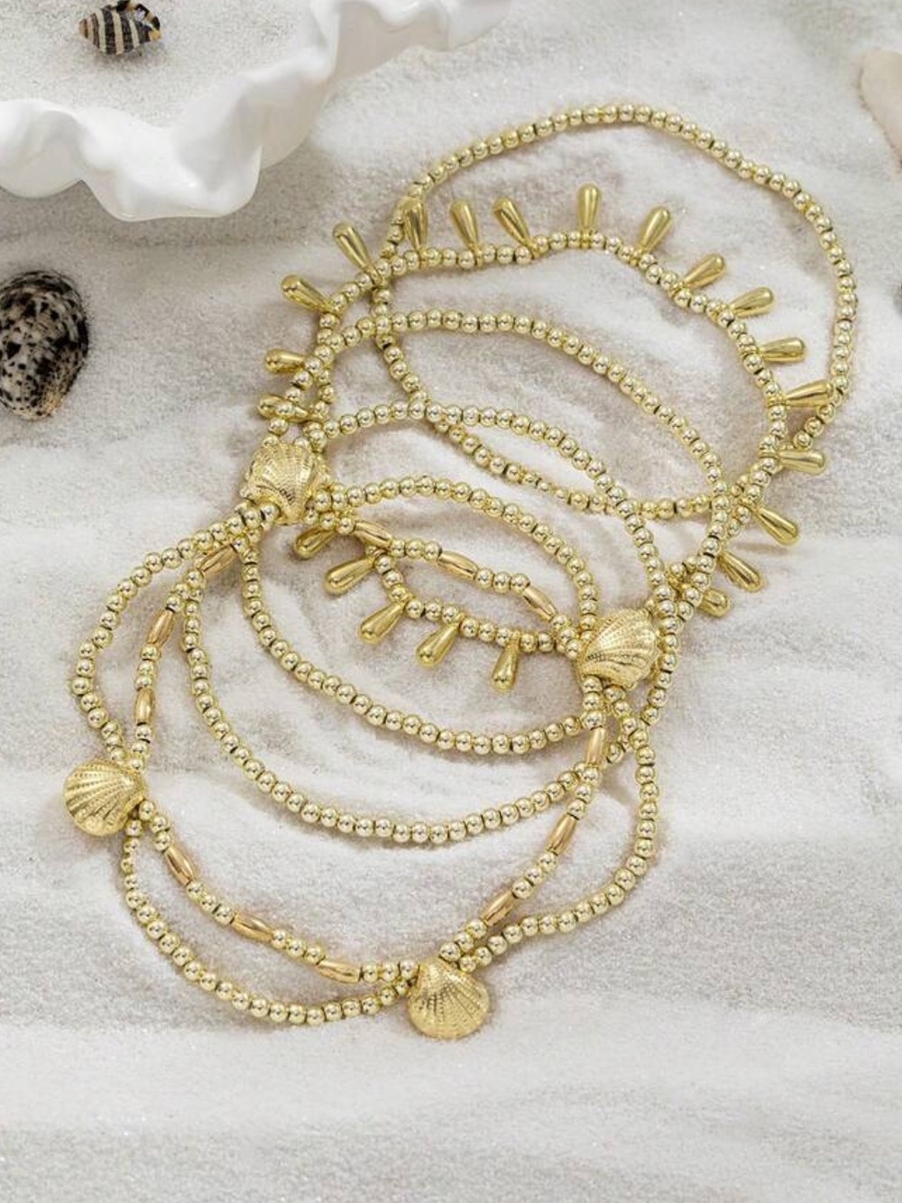 Gold Layered Shell Charm Anklet A694 - Picture 2 of 3